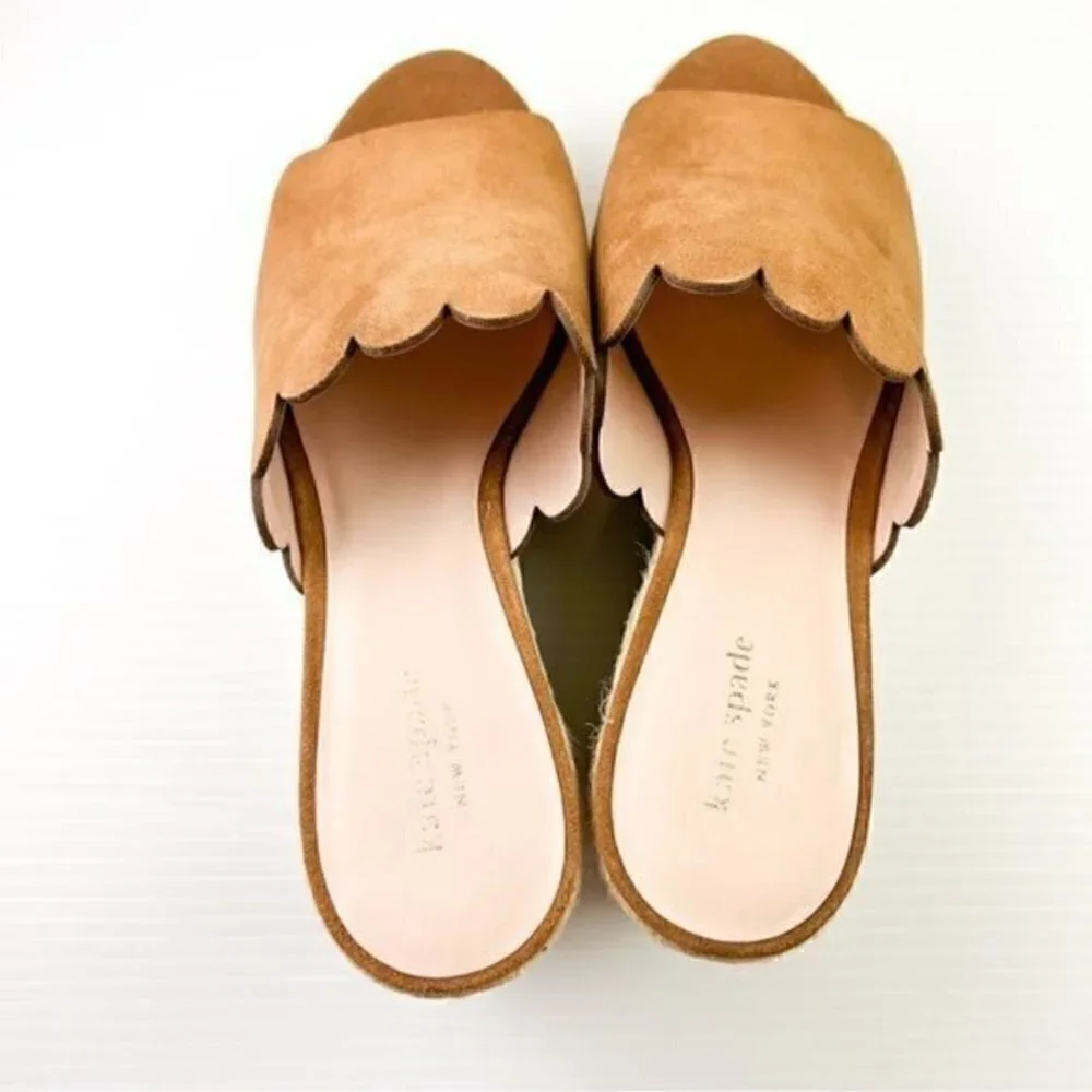 Kate Spade New York Brown Leather Tabby Sandal Espadrille women's size 10